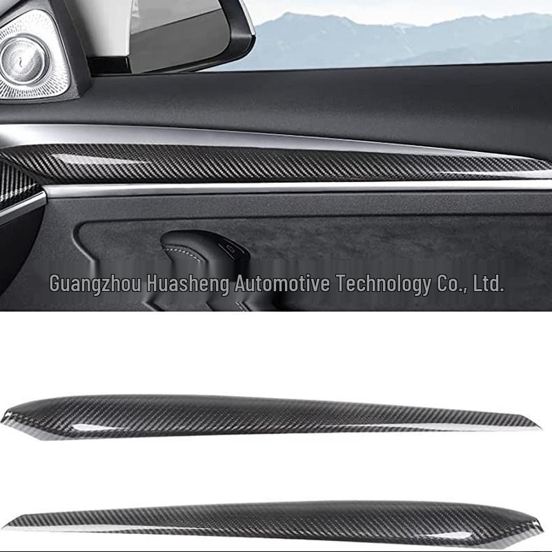 Tesla Model Y Carbon Fiber Interior Trim Kit - 3-Piece Set, Non-Destructive Adhesive Installation