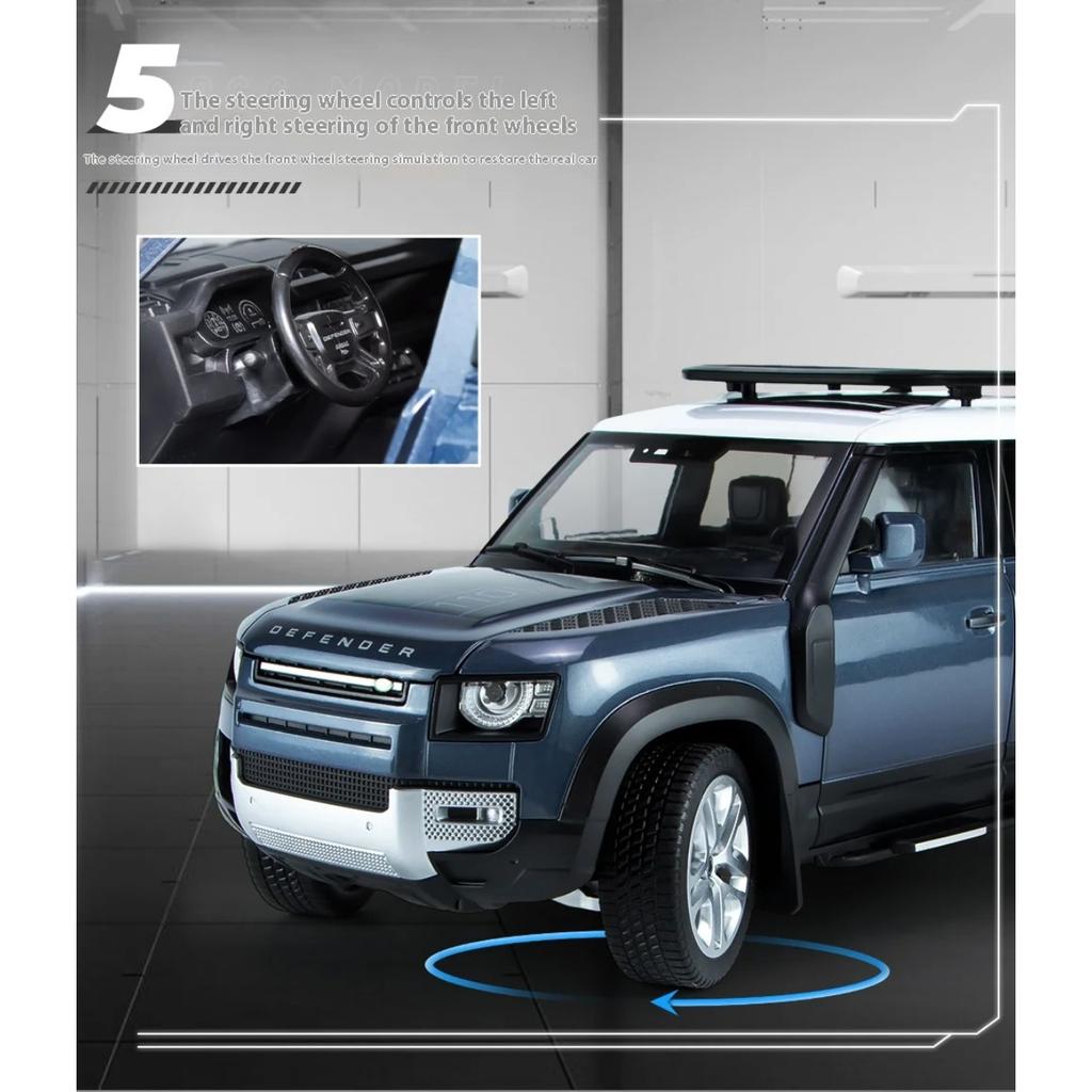 1/18 Scale Land Rover Large Defender 110 Alloy Car Model Toy Gift, Simulated Sound and Light Children's Toy Car, Birthday Gift for Boys