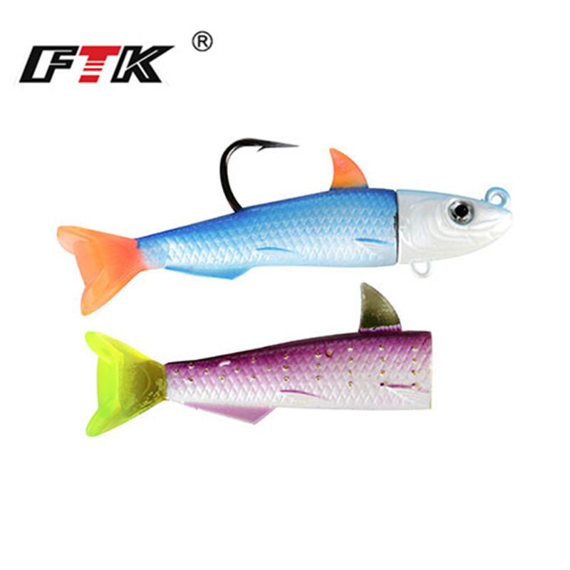 FTK Fish Type Lead Head Soft Fish 5.5cm10g 7.5cm25g 11cm 45G Road Sub-bait Crank Hook Artificial Soft Fish Bionic Bait