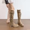 Wasteland wind Egyptian boots~ New fringed thick heel medium and high boots Western cowboy boots Women's stacking boots