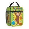 Curious George Monkey Cartoon Tote Insulated Lunch Bag Celebrate Portable Food Bags Reusable Cooler Thermal Large Size Bento Box