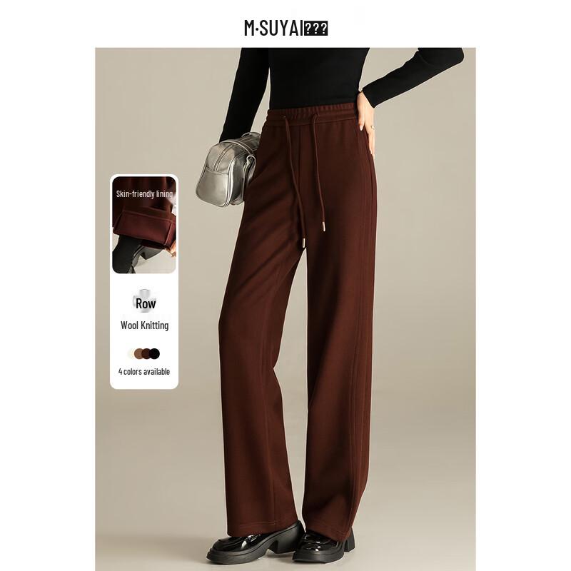 Mengshuya Women s Fall/Winter Slim Straight-Leg Warm Casual Pants 32