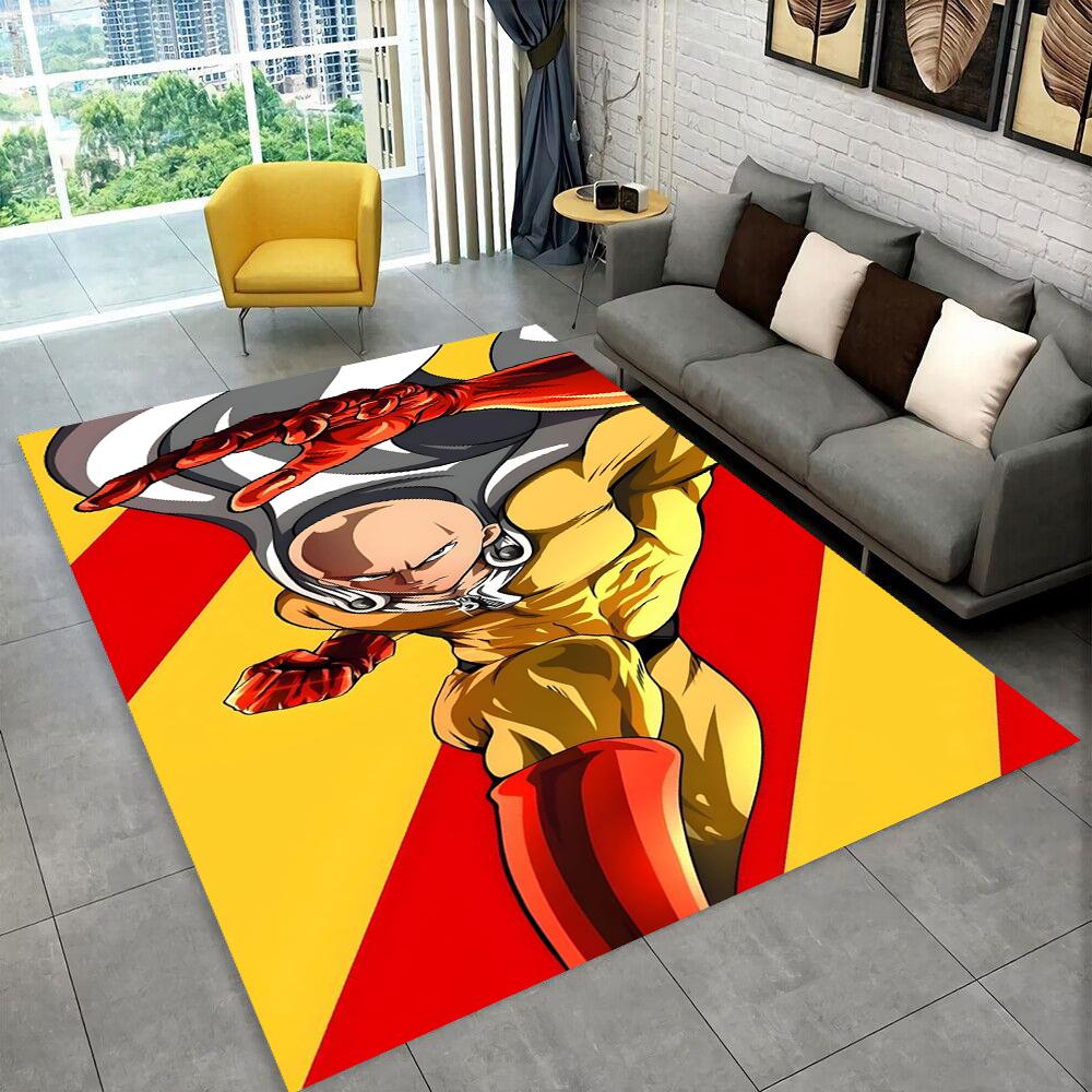 3D One Punch Man Saitama Cartoon Anime Teppich für Wohnzimmer Schlafzimmer Zuhause Sofa Dekoration, Kinder Spiel Rutschfeste Bodenmatte