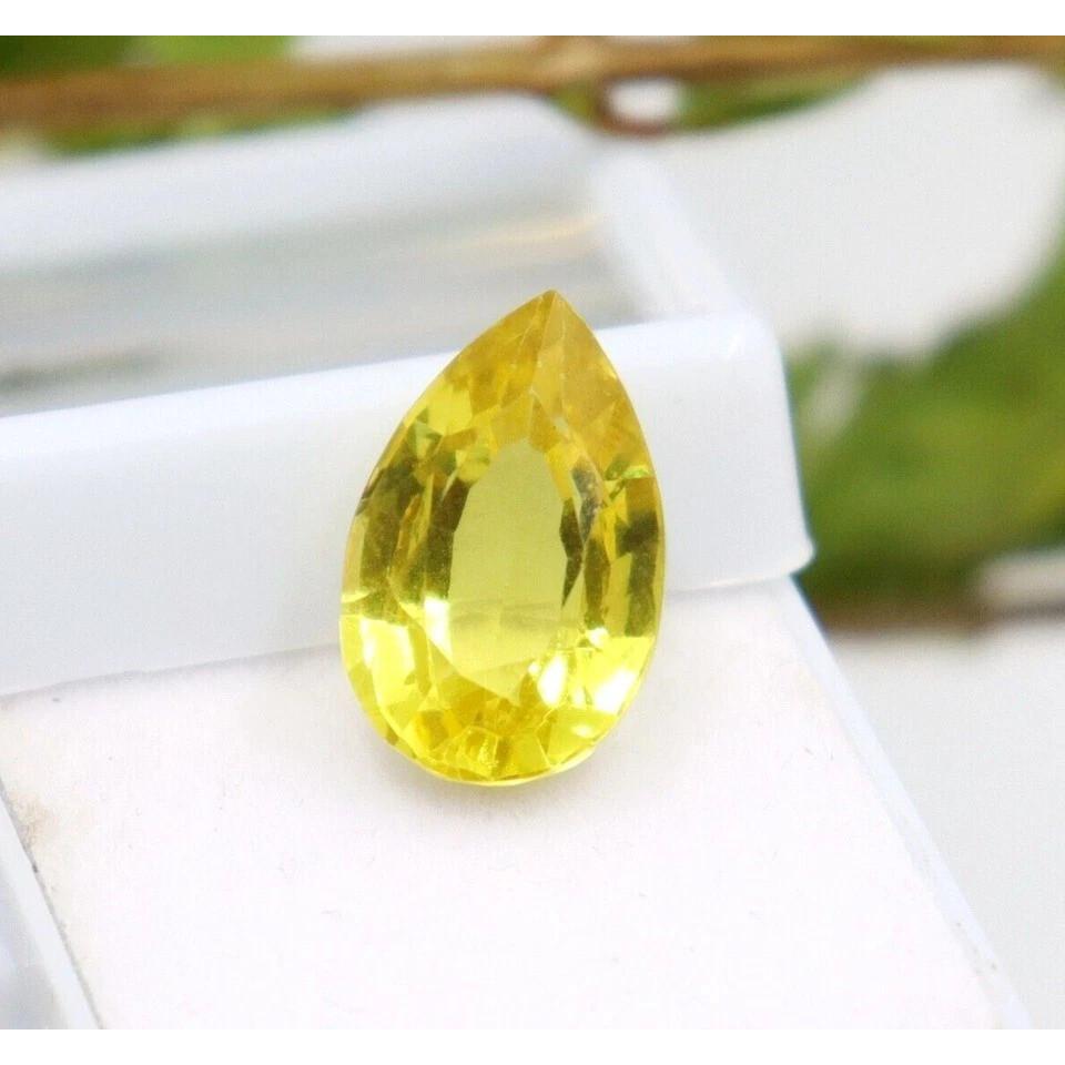 Natural Yellow Sapphire Pear Cut 9.15 Ct Flawless Certified Loose Gemstone