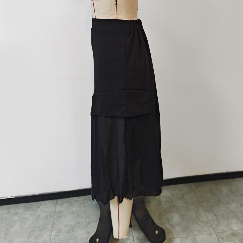 Damen Herbst Einfarbig Gaze Elastischer Bund Dünn Elegant Wind A-Linien-Rock