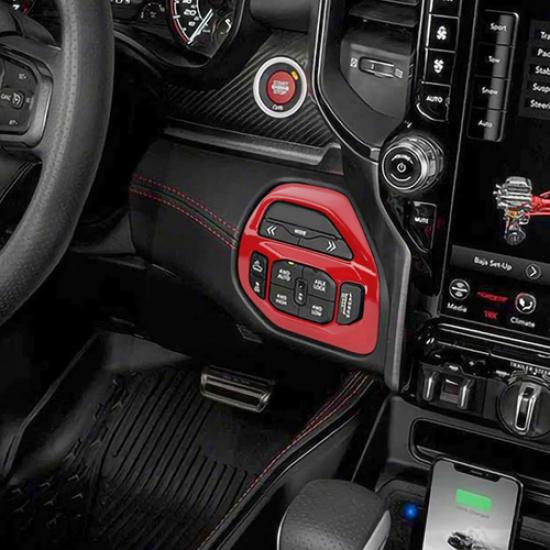For Dodge Ram 1500 -2026 Red Interior 4WD Adjustment Switch Decor Cover Trim