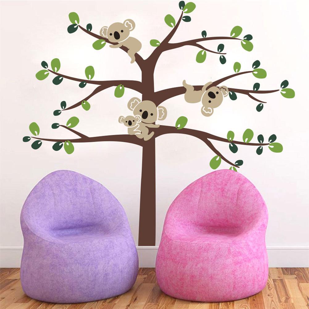 Cute Cartoon Koala and Tree Removable Wall Sticker Stylish Living Room Wall Paper Decoration