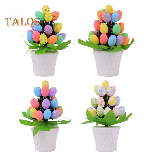Osterei-Ornament, Osterei-Bonsai-Baum, pflegeleicht, künstliche Eier, Pflanzen, Osterdekoration für den Schreibtisch, mehrfarbiges Osterornament im Topf