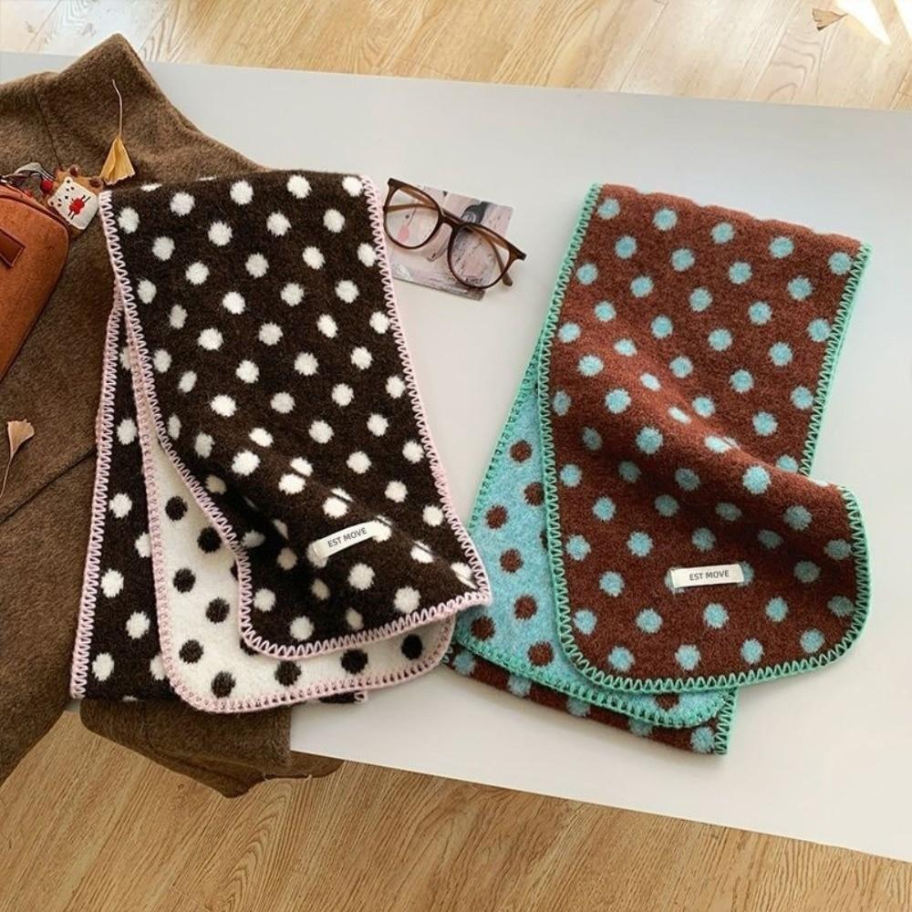 Thickened Polka Dot Scarf Keep Warm Winter Neck Scarf Fashion Knitted Scarfves Winter