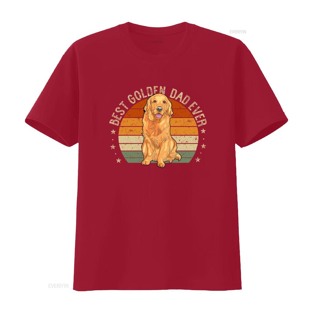 Mens Best Golden Dad Ever Retro Retriever Dog Daddy T Shirt vintage Washed Casual Stylish Unisex Soft homme Versatile