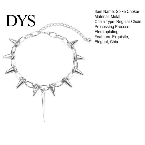 Stylish Alloy Necklace Spike Choker for Women Men Goth Punk Metal Charming Neck Jewelry Chain Rock Night Club Rivet Hypoallergenic