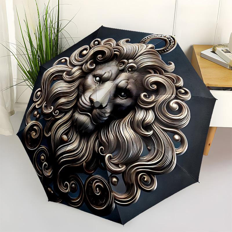 1pc Lion Head Ornament Automatic Umbrella - Automatic Opening And Closing, Sturdy Iron Frame, Formal Occasions Yy251018209