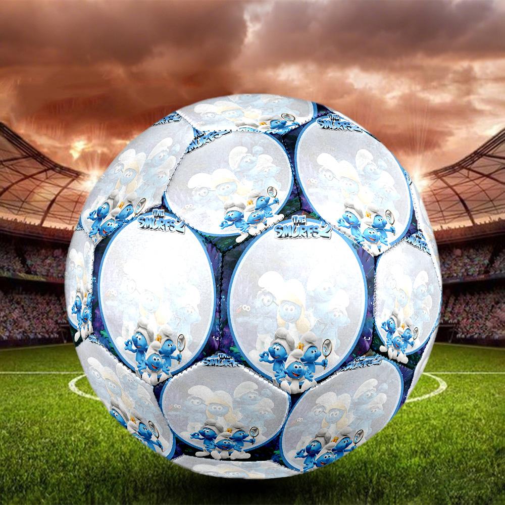 Blue Smurfs Print Size 5 Soccer Ball, Standard Match Football for Sports Game and Team Practice, Ideal Gift for Soccer Fans