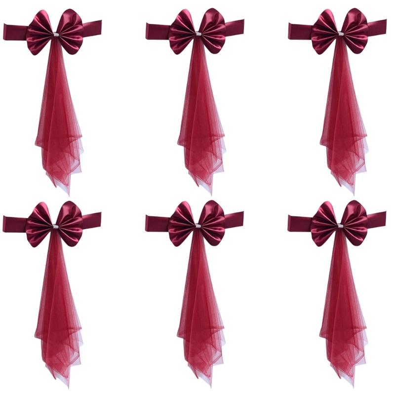 6 ks strečových spandexových šerp na židle, mašle, elastický pás na židli pro svatební dekorace