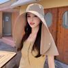 Summer All-round Sun Protection Hat Simple Solid Color Women's Large Brim Shawl Neck Protection Sun Hat UV Protection Bucket Hat