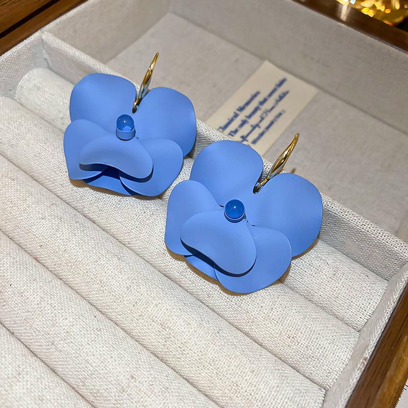 Super fairy pink flower love fringed earrings versatile temperament earrings light luxury earrings women