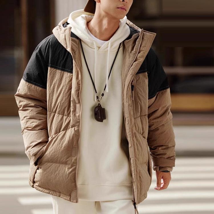 Li-Ning Unisex Hooded Heat-Retaining Short Down Jacket Light Chestnut AYMT065-4