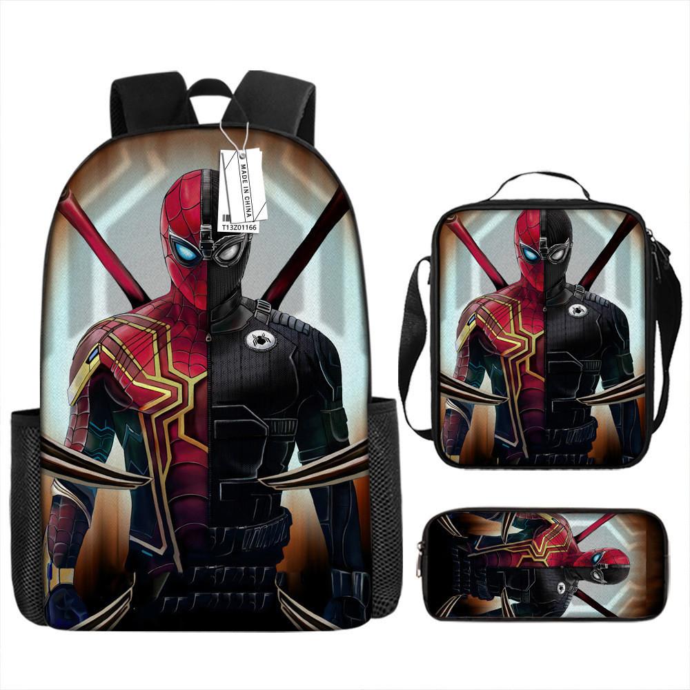 Spiderman School Backpack Set With Oxford Fabric Breathable Waterproof For Kids