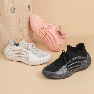 New Socks and Shoes Women's Sweet and Trendy Thick-soled Fly-woven Sports and Leisure Shoes Soft-soled Breathable Running Women's Shoes