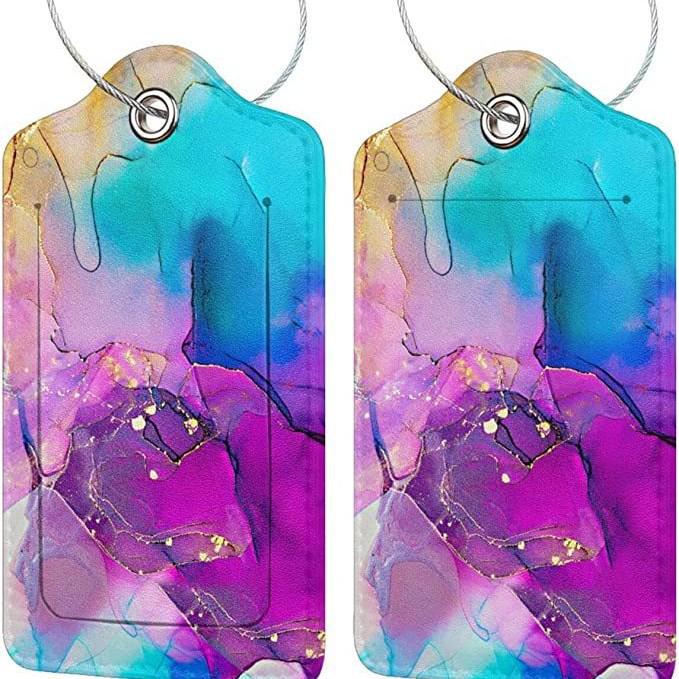 Stylish Printed Leather Luggage & ID Tag Set