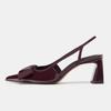 Fashion Sexy Burgundy Patent Leather Pointed Toe Pumps Women Fashion Bow Slingback Brand Designer Shoes Elegant Cozy Banquet Dress Shoes