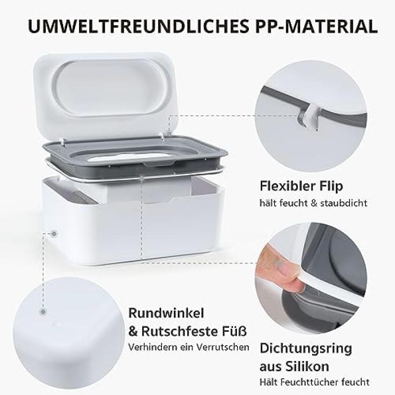 Baby Wipes Dispenser with Lid, Portable Wipes Container for Home and Office, Moisture-Lock Design, Beige Wet Wipes Box