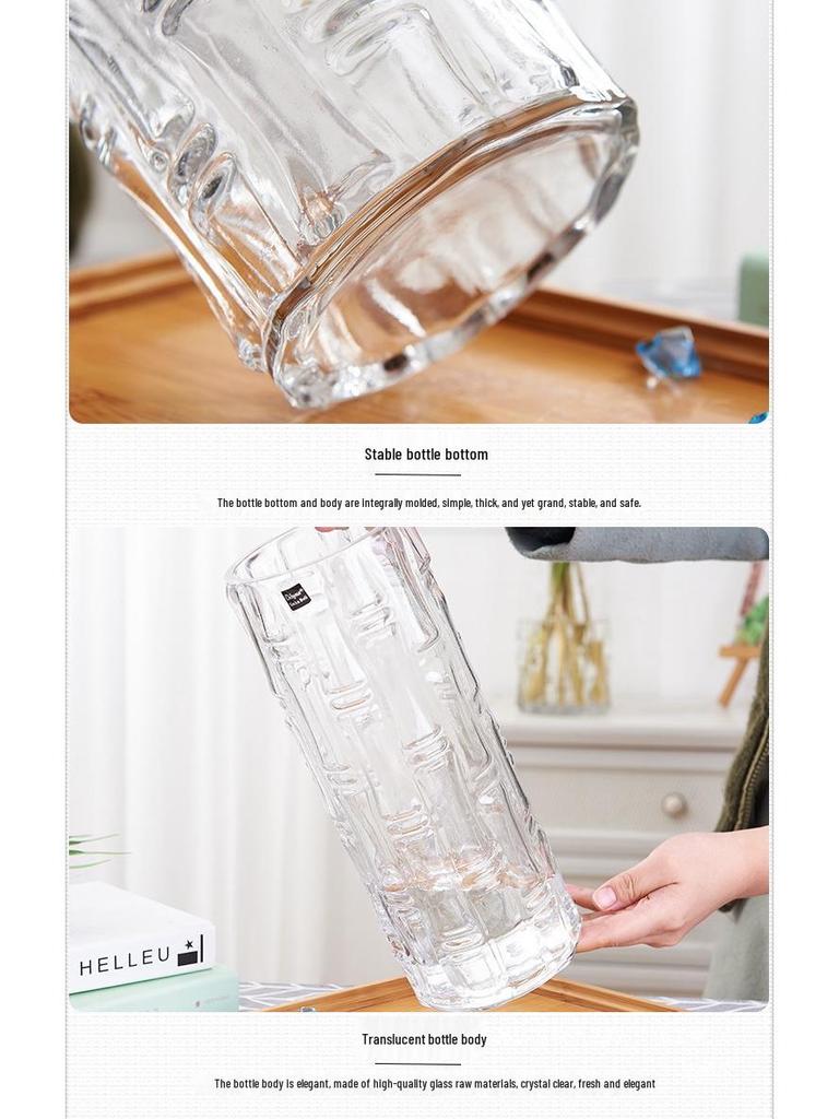 Extra Large Transparent Glass Cylinder Vase for Lucky Bamboo and Flower Arrangements In Living Room