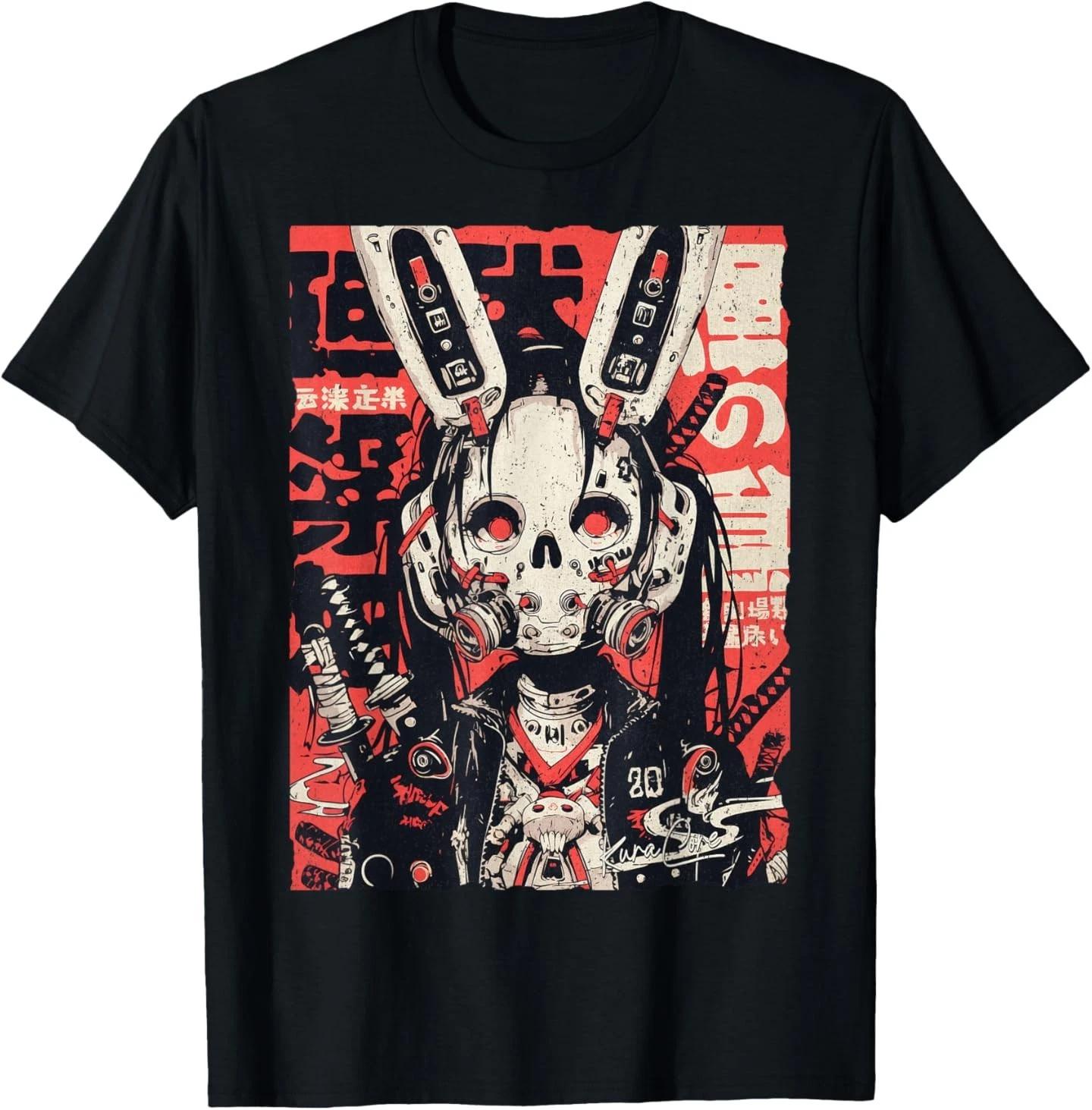 Японская уличная одежда, киберпанк, Y2K, техно, ретро, ​​манга, аниме, футболка L