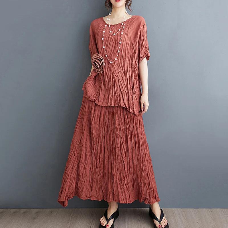 

XITAO однотонные повседневные комплекты из двух предметов ZY8787 One Size красный