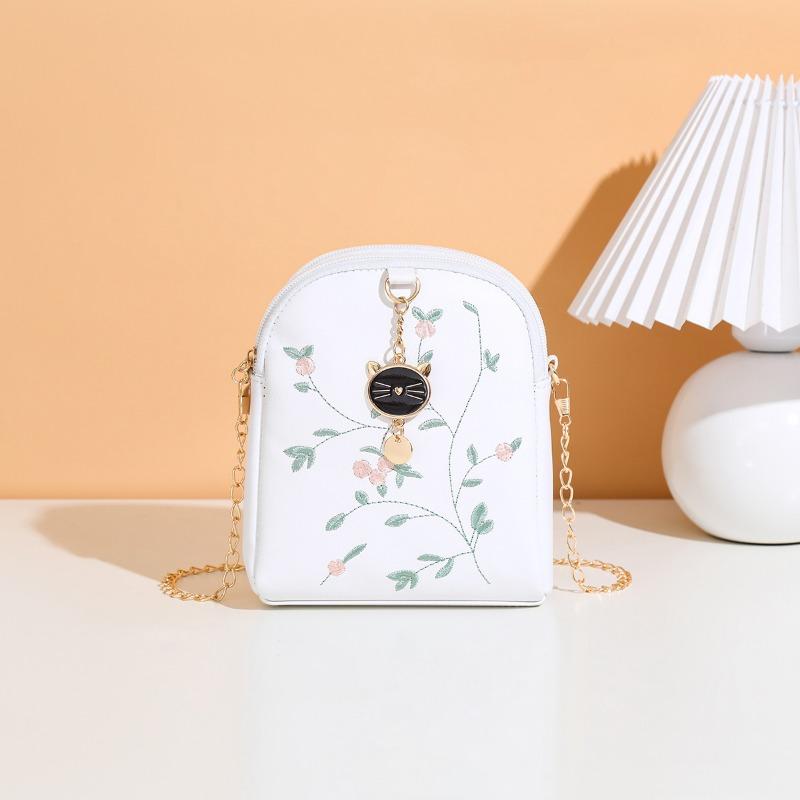 Flower flower bag women's new fashion bag double pocket cat head women oblique span bag
