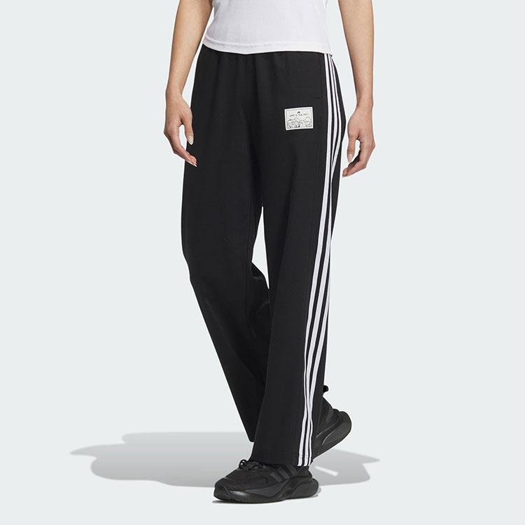 Adidas Graphic Knit Joggers With Stripe And Cartoon Print Women Bottoms Black JN6658
