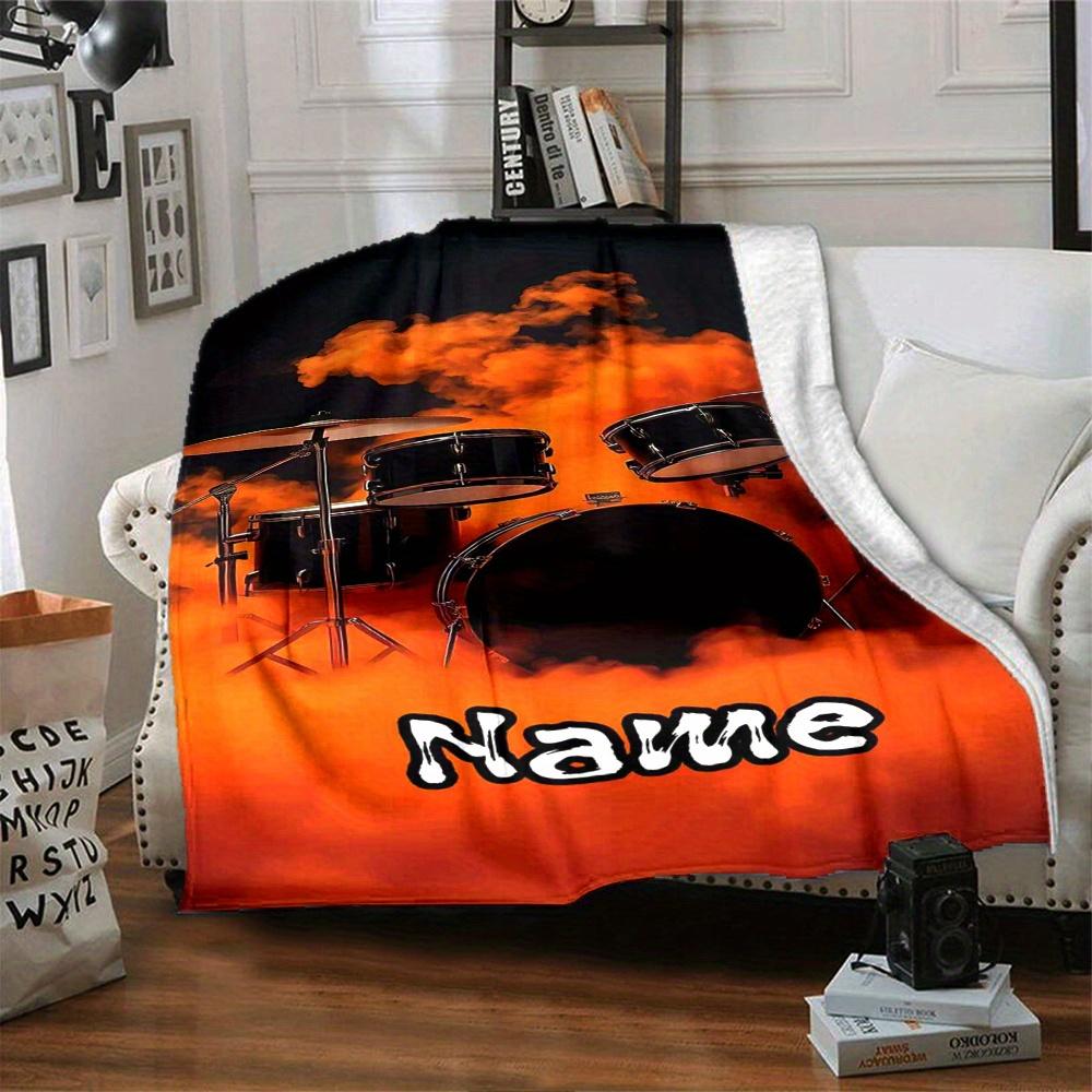 Drum Set With Orange Smoke Home Blankets Comfortable Soft Lightweight Multiseasonal Blanket For Picnics Sofas Offices Beds Living Rooms Perfect Gift