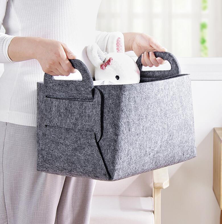 Foldable Felt Storage Basket for Laundry - Large, One-Piece Design