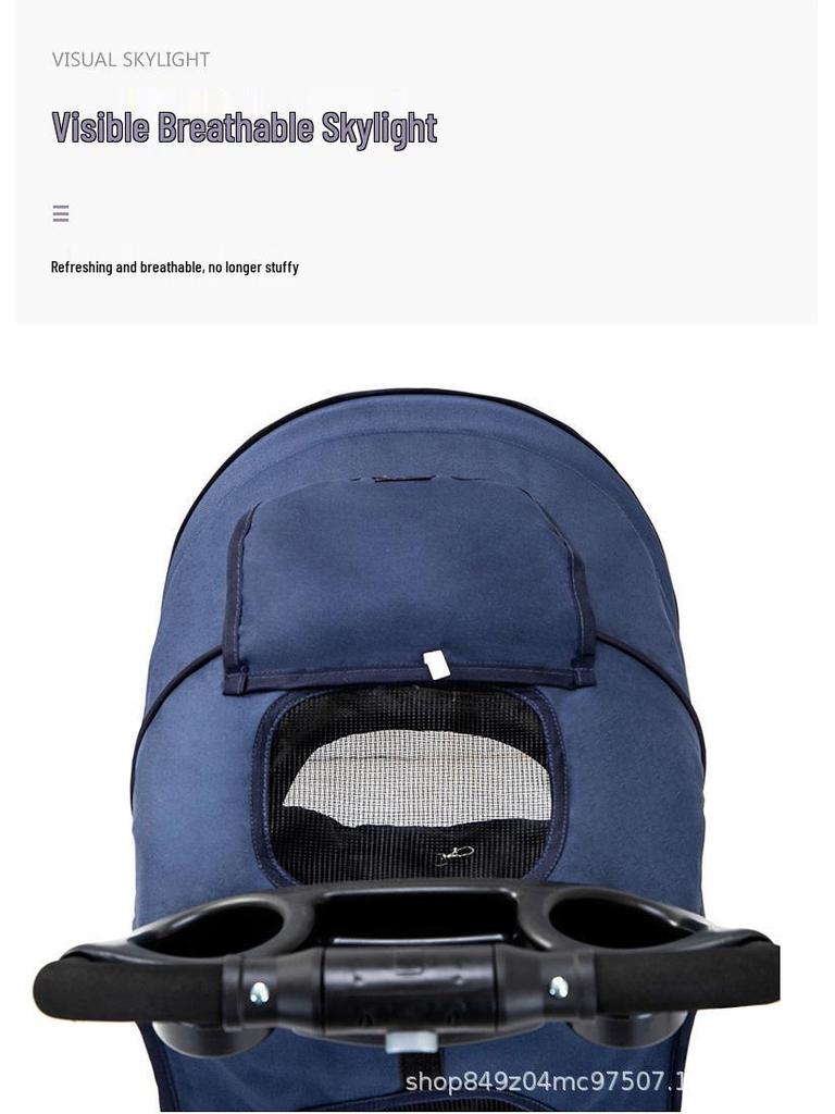 Foldable Lightweight Pet Stroller for Cats and Dogs - Four-Wheeled Design