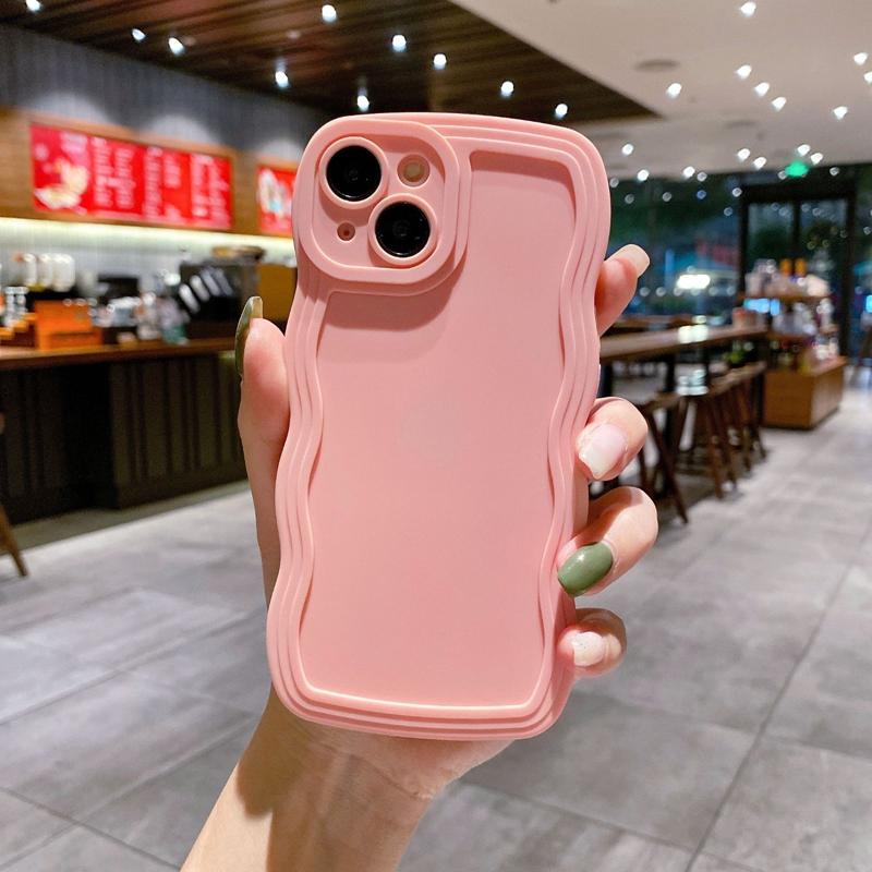 Luxusní matný nárazuvzdorný silikonový kryt s vlnitými liniemi pro iPhone 15 14 13 12 11 Pro Max X Xs XR Max 7 8 Plus matný nárazuvzdorný měkký silikonový kryt s motivem cukrovinek