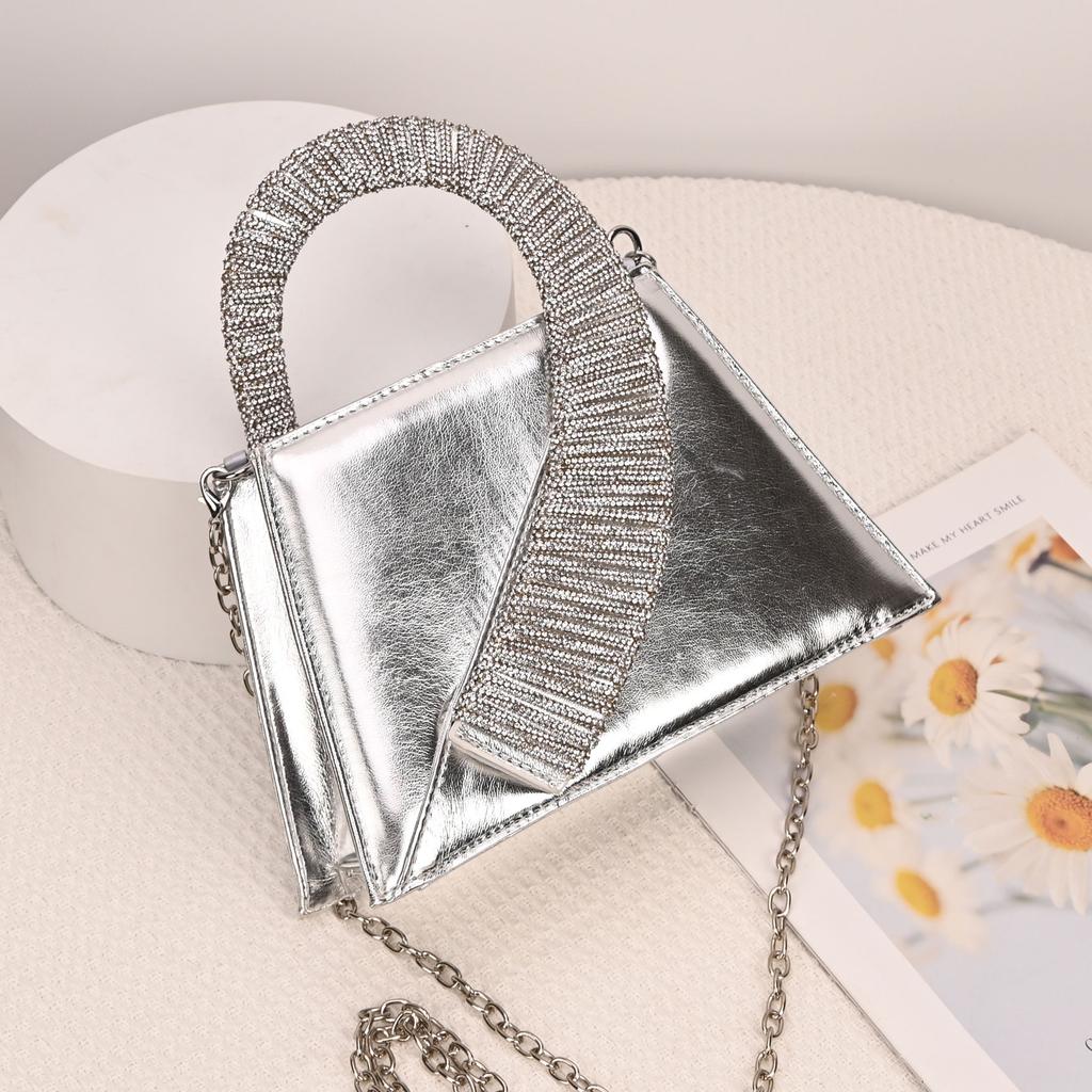 New women's bag bring diamond-encrusted French fairy bag super flash rhinestone trapezoidal bag shoulder messenger handbag