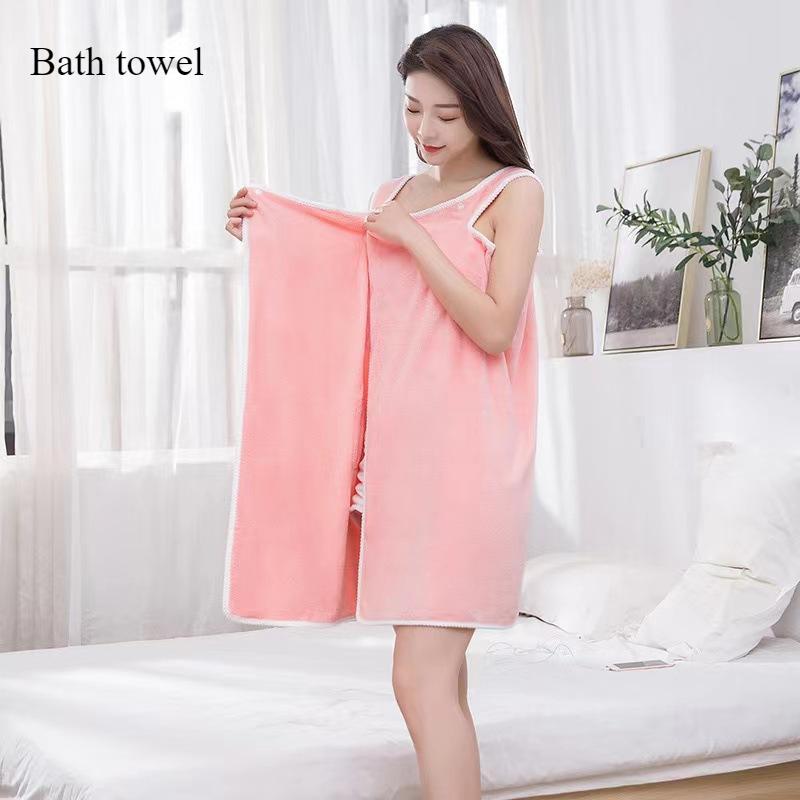 Women's Wearable Bath Towel Absorbent Quick-drying Bathrobe Bag Bow Decorative Bath Towel Bathroom Item 1 Pc