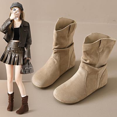 Inner Heightening Birkenstock Short Boots Retro 22 Autumn New Temperament Leather Short Boots Western Boots