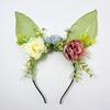 Large Bunnies Ears Hair Hoop Polychrome Flower Hairband Female Anime Headbands for Kids and Teens