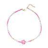 Women's New Dopamine-Colored Beaded Necklace with Soft Clay and Plumeria Flowers, Exquisite Fashionable Collarbone Chain