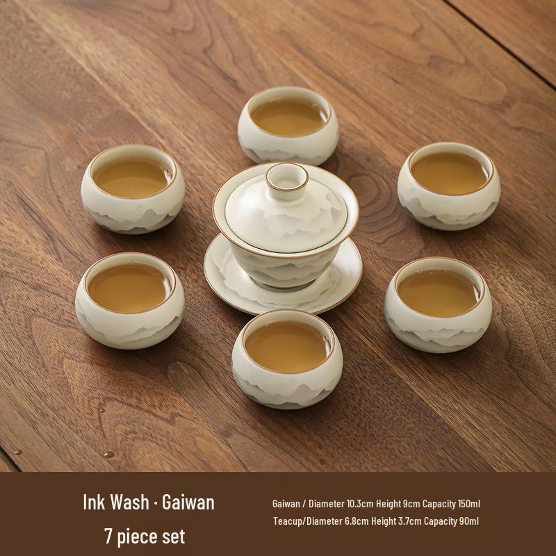 Ink Style Ru Kiln Ceramic Kung Fu Tea Set