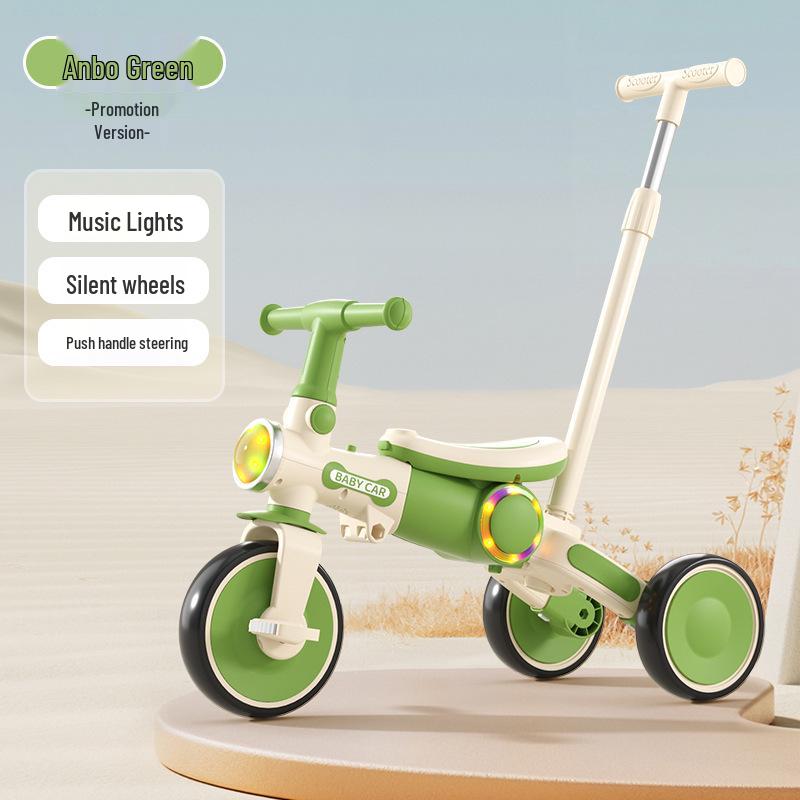 Kids' Tricycle Stroller with Pedal Car, Balance Bike, Music, and Lights for Ages 1-5