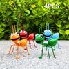 4 Pcs Set Big Eye Iron Ant Figurines, Creative Metal Ornaments For Garden Yard Outdoor Landscape Decoration