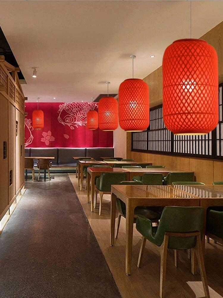 Chinese Bamboo Weaving Pendant Lantern with Logo for Hot Pot Restaurant or Teahouse