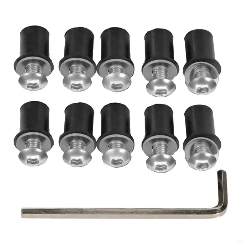 28GC 10pcs Aluminum Fastener Motorbike Accessories Universal Motorcycle M5x16mm Windscreen Screw Bolts Easy Installation