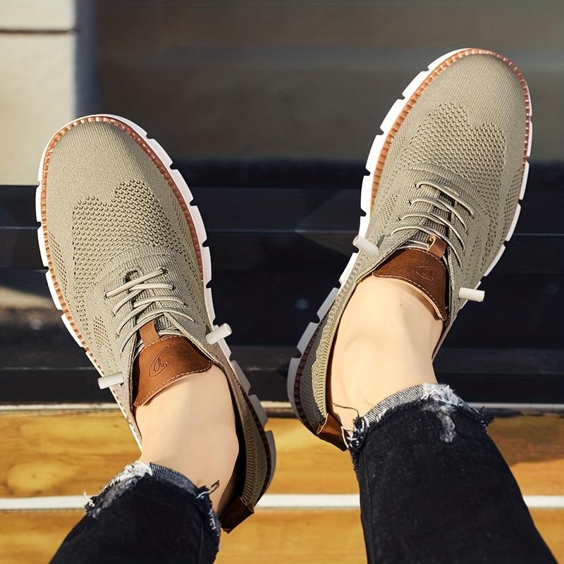 Heren Modieuze Gebreide Ademende Wandelschoenen, Modieuze Antislip Casual Schoenen, Herenschoenen