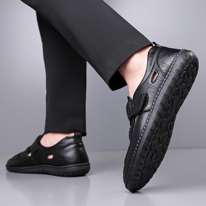 Men's Sandals Shoes Anti-slip Breathable Hollow Outdoor Sports Beach Shoes Casual Sandals Mens Closed Toe Sandals