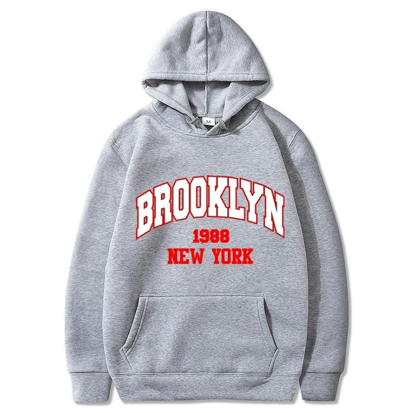 Autumn Winter Brooklyn1988 New York Printed Solid Color Hoodie Classic Coat Daily Casual Hoodie Street Sweatshirt Gift