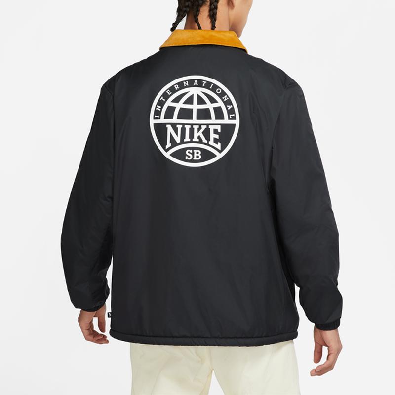 Nike Sb Logo Casual Skateboarding Collared Jacket Men Outerwear Black DM0871-010