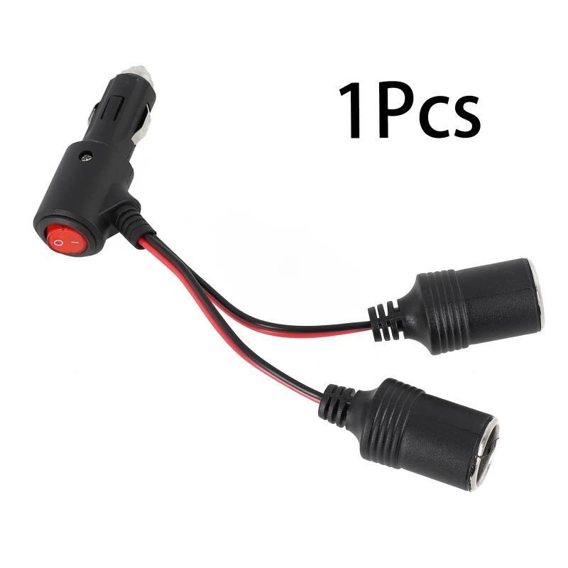 Car Cigarette Lighter 12V 24V Splitter Adapter W/ on Off Switch 1 Male To 2 Female Sockets Y Splitter Car Accessories 10cm